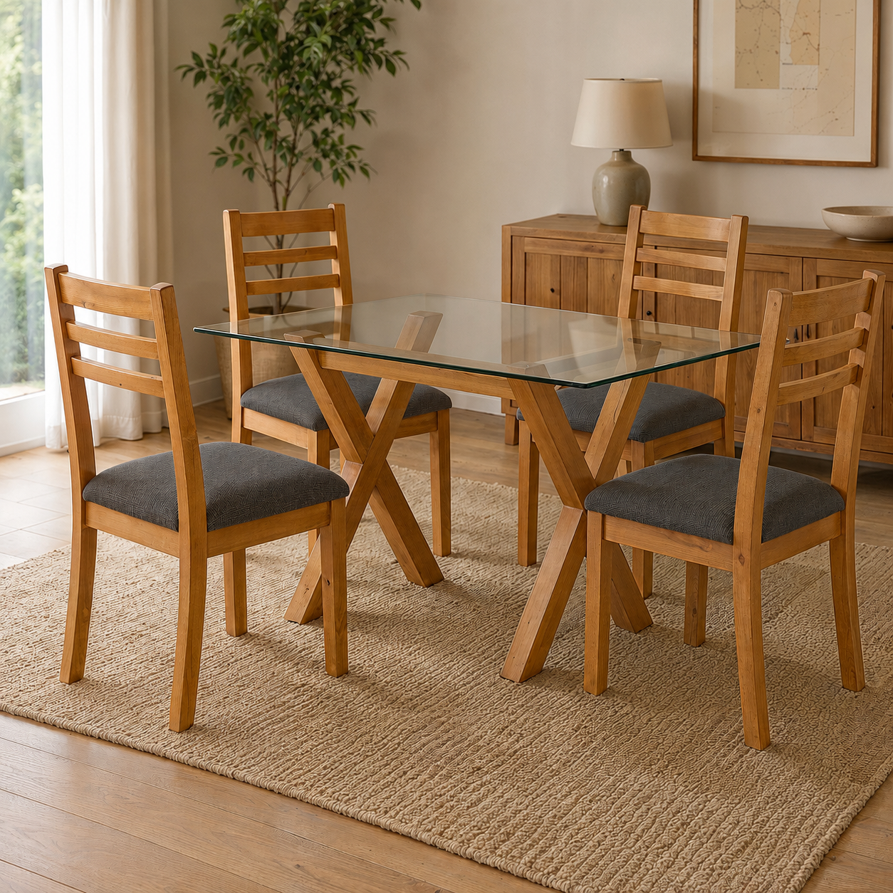 Comedor Mérida Vidrio, 4 Sillas Milan