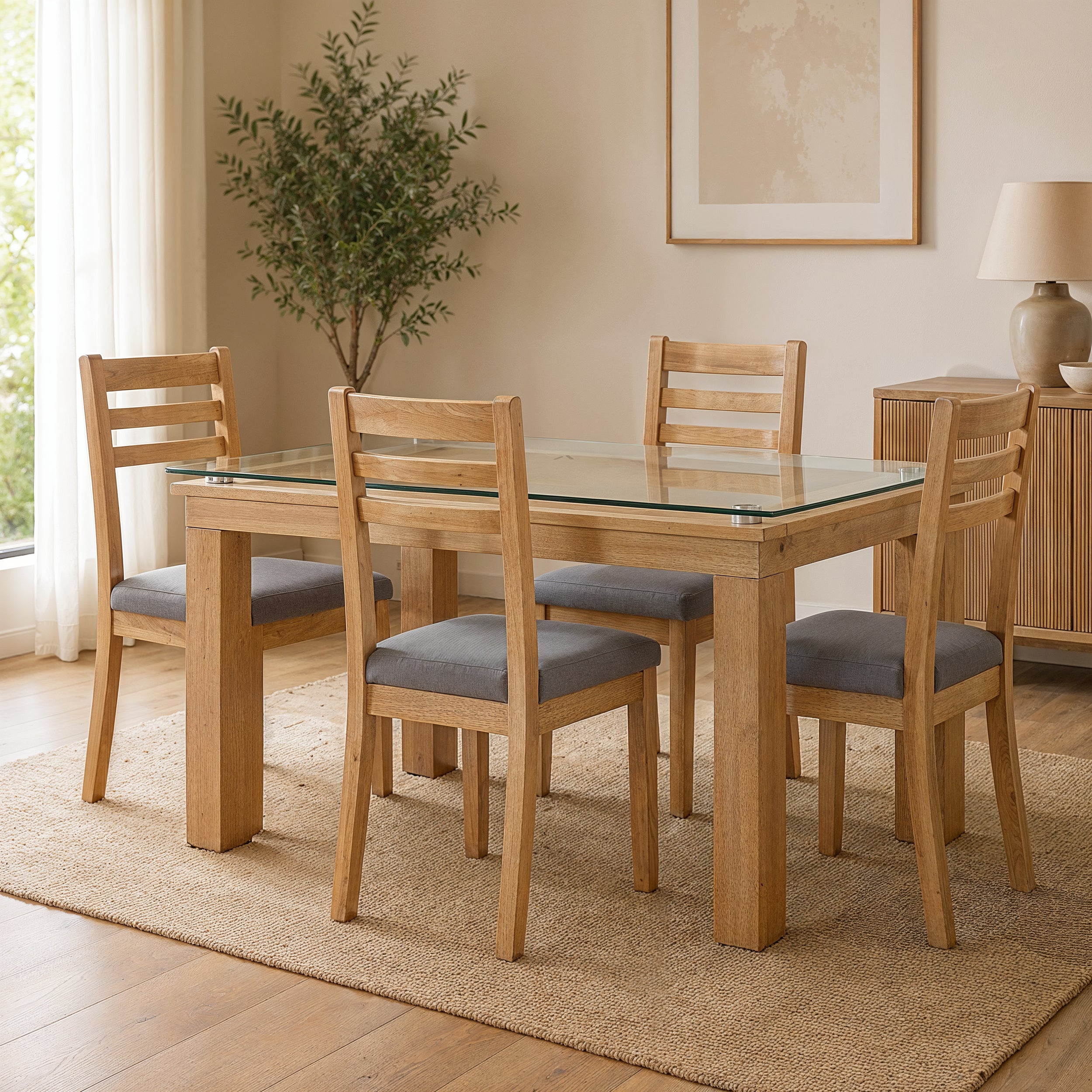 Comedor Candelaria, 4 Sillas Milan