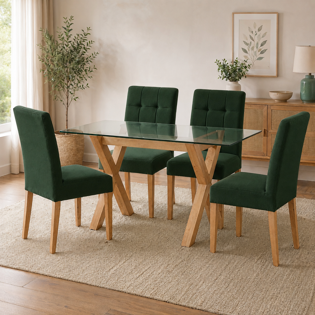 Comedor Mérida Vidrio, 4 Sillas Noruega