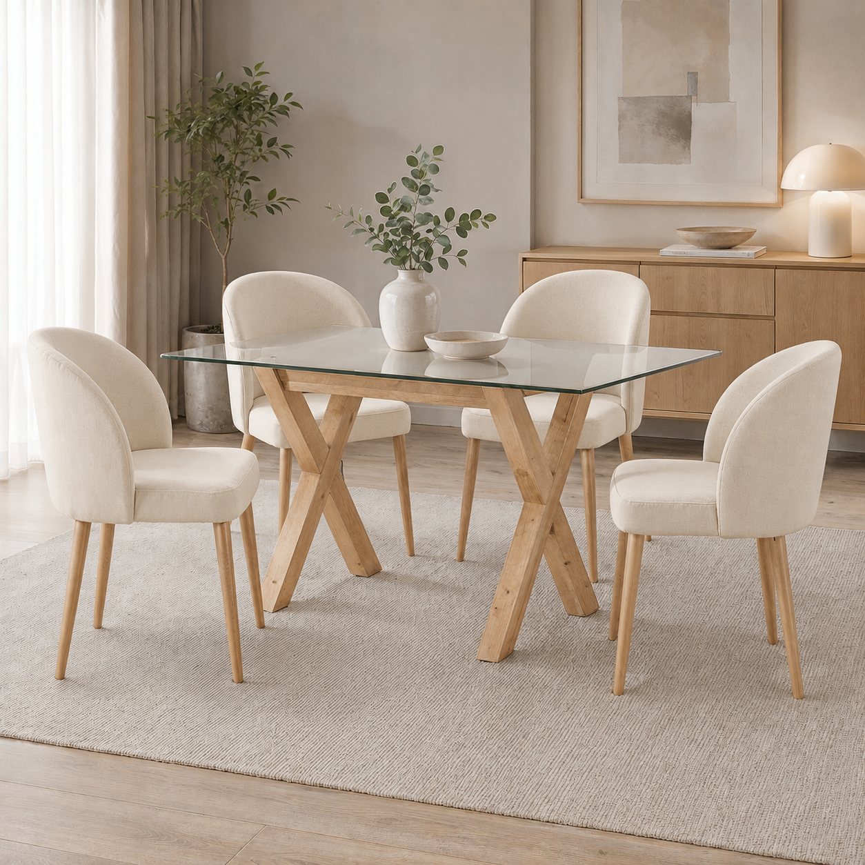 Comedor Mérida Vidrio, 4 Sillas Onix
