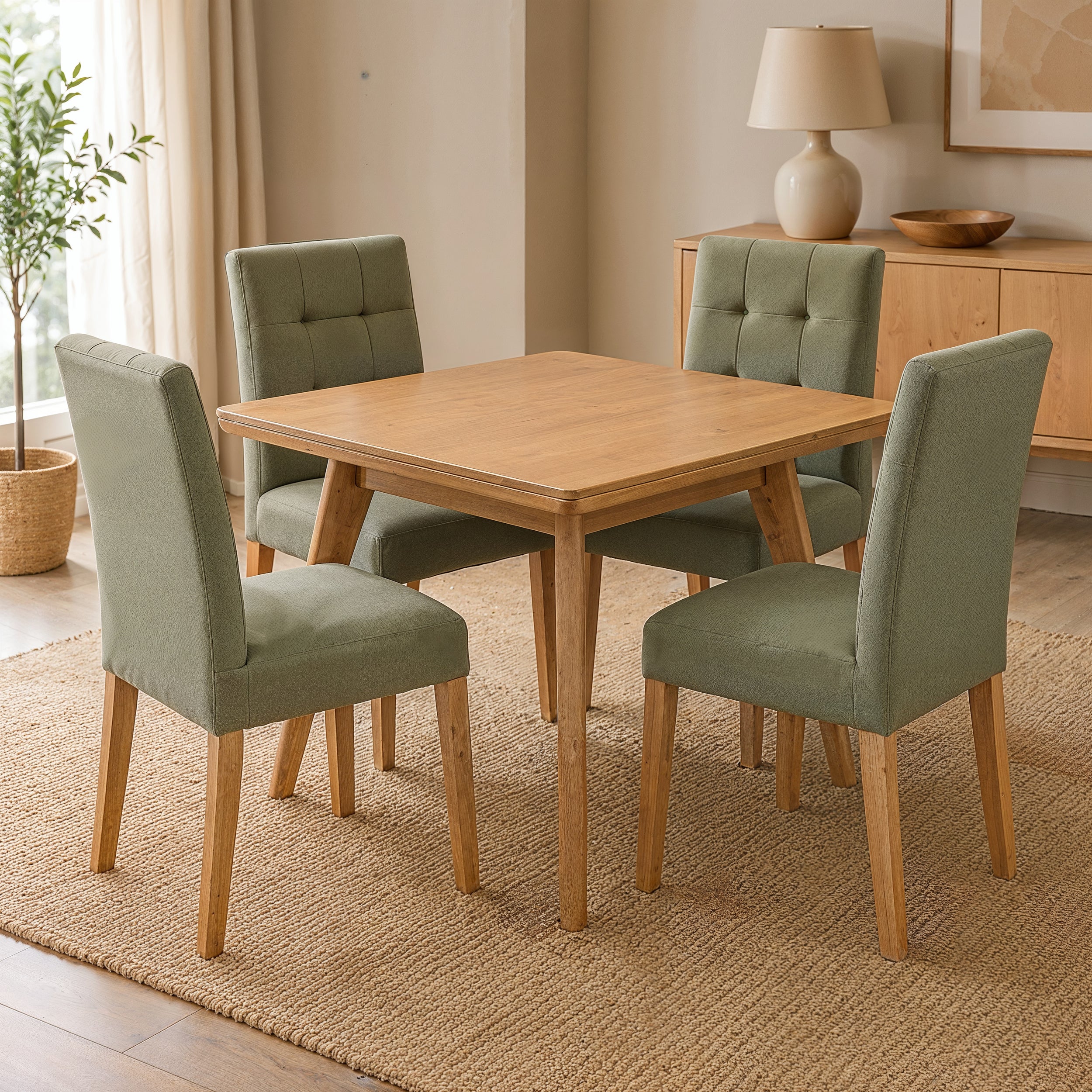 Comedor Milán Natural, 4 Sillas Noruega