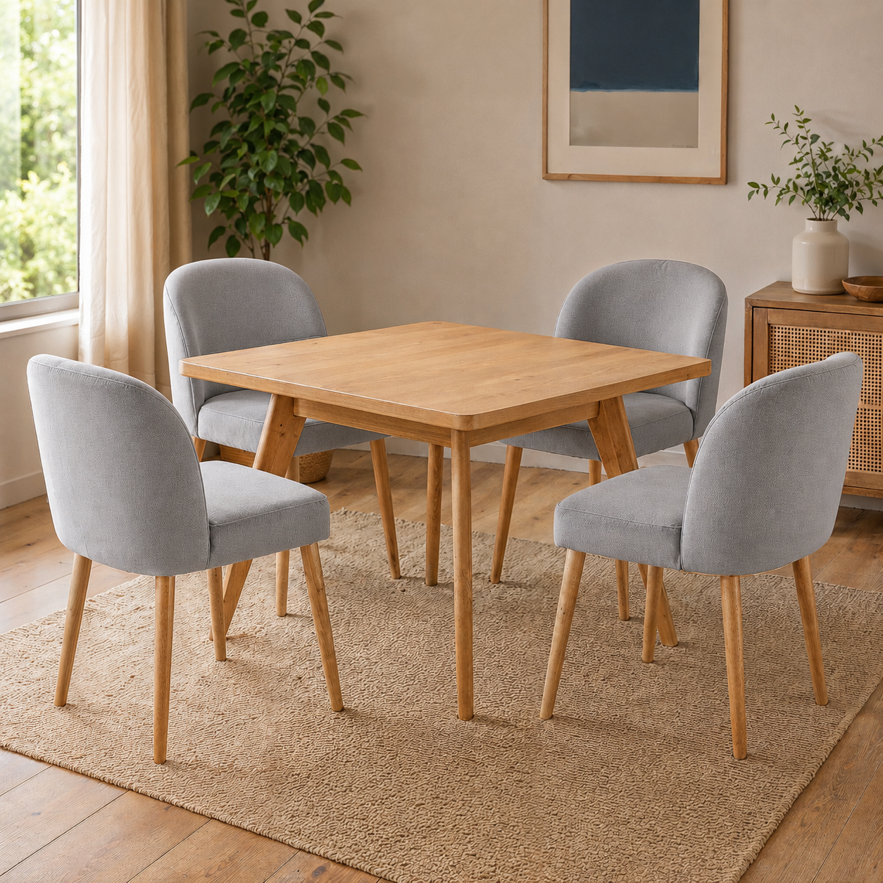 Comedor Milán Natural, 4 Sillas Onix